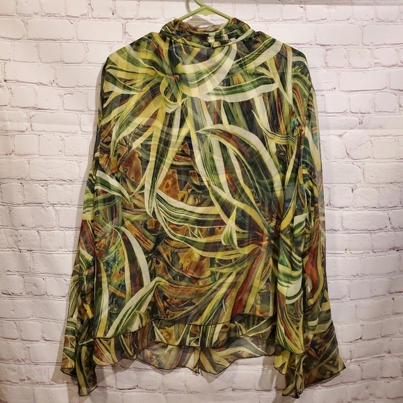 Ellen Tracy Silk Tropical Blouse - Picture 4 of 8